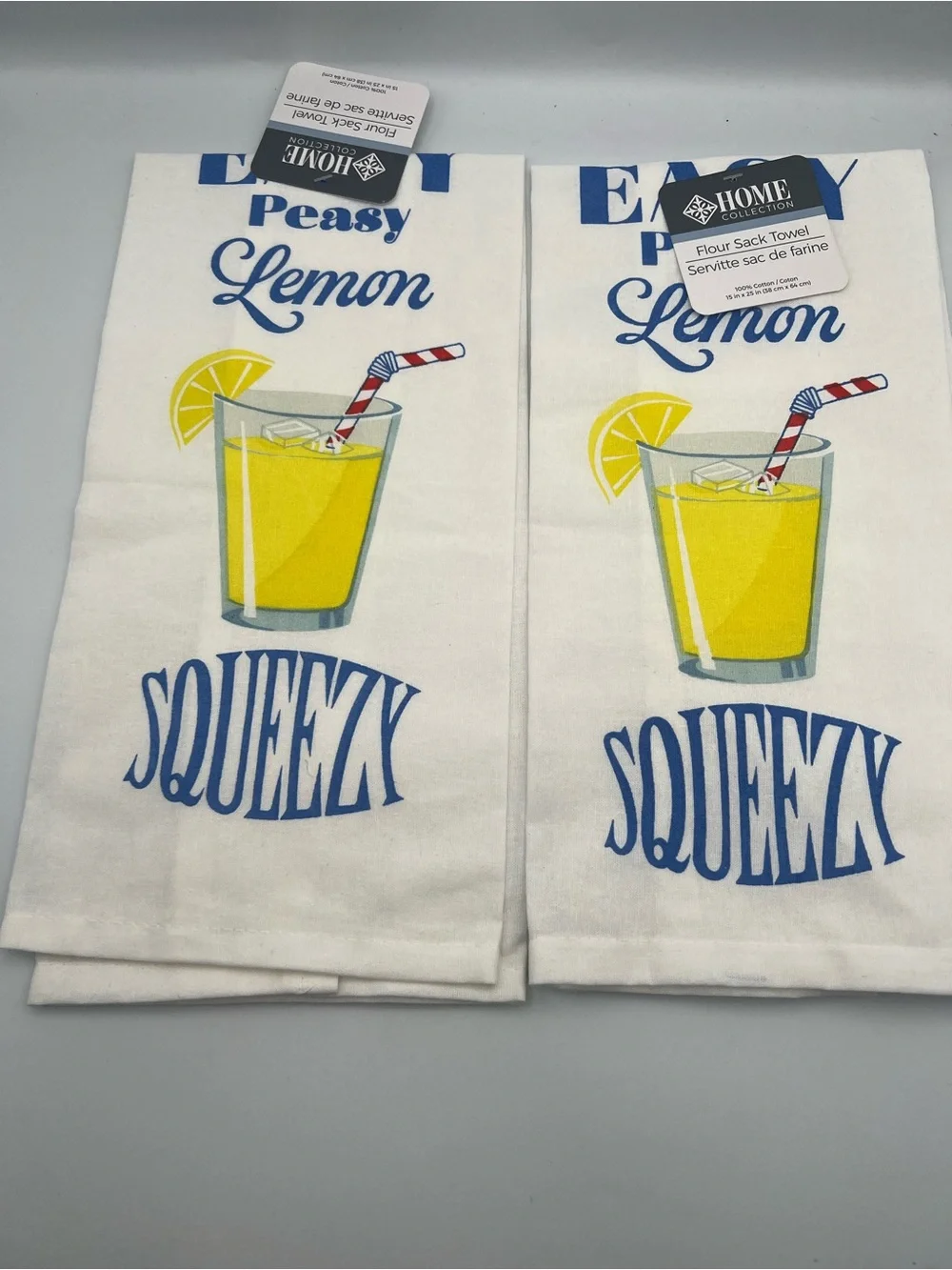 HOME Collection White Lemon Yellow Squeezy Flour Sack Towels (Set of 2)